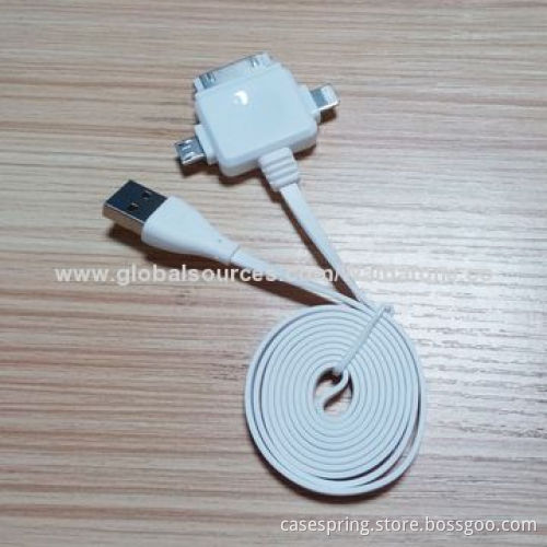 Colorful Multifunction Flat 3-in-1 Cellphone USB Cables with 3m Length, Made of TPE